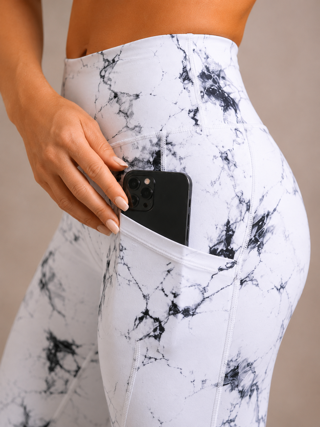 White Marble Leggings